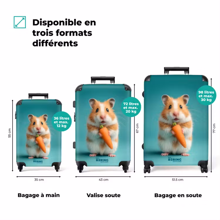 Valise - Hamster avec une carotte sur fond bleu — 3