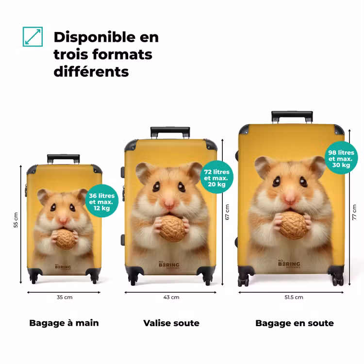 Valise - Hamster avec une noix sur fond jaune — 3