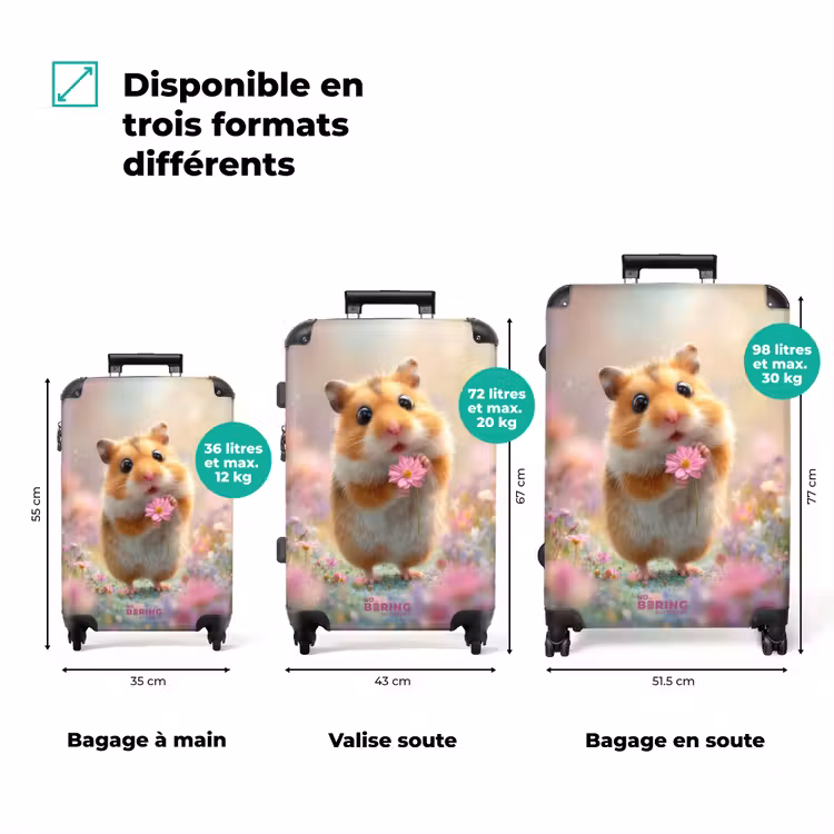 Valise - Hamster entouré de fleurs — 3