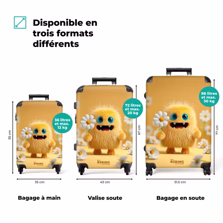 Valise - Monstre joyeux et moelleux avec une fleur — 3