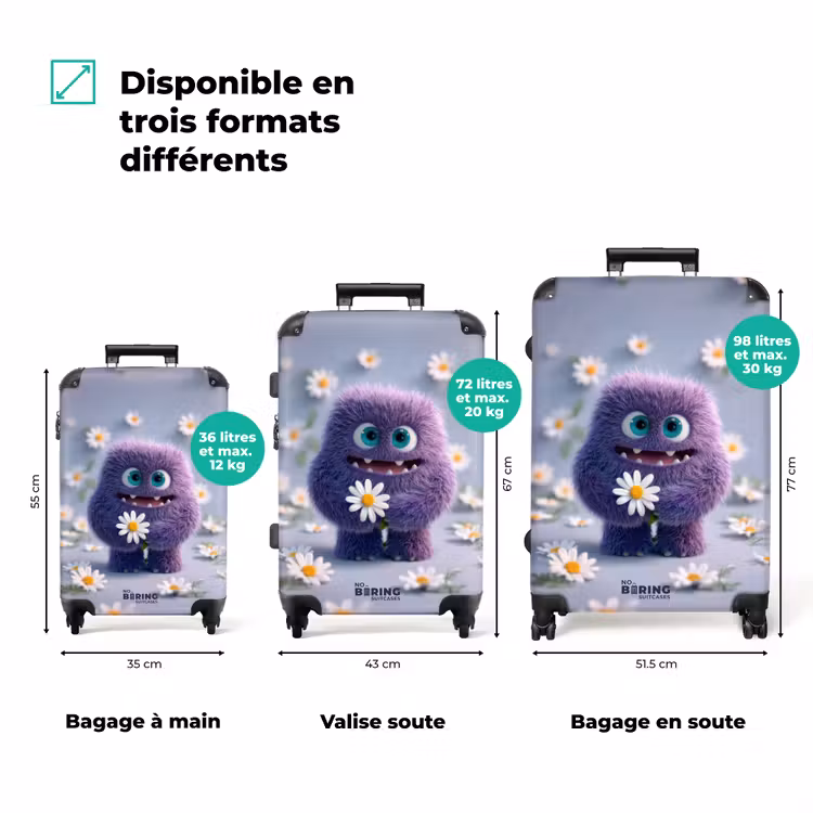 Valise - monstre violet avec marguerites — 3
