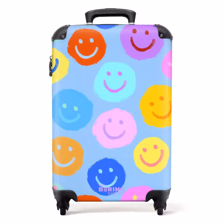 Valise - Smiley arc-en-ciel sur fond bleu — 1