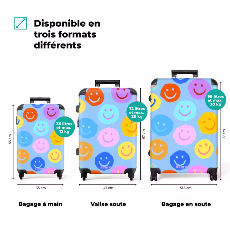 Valise - Smiley arc-en-ciel sur fond bleu — 3