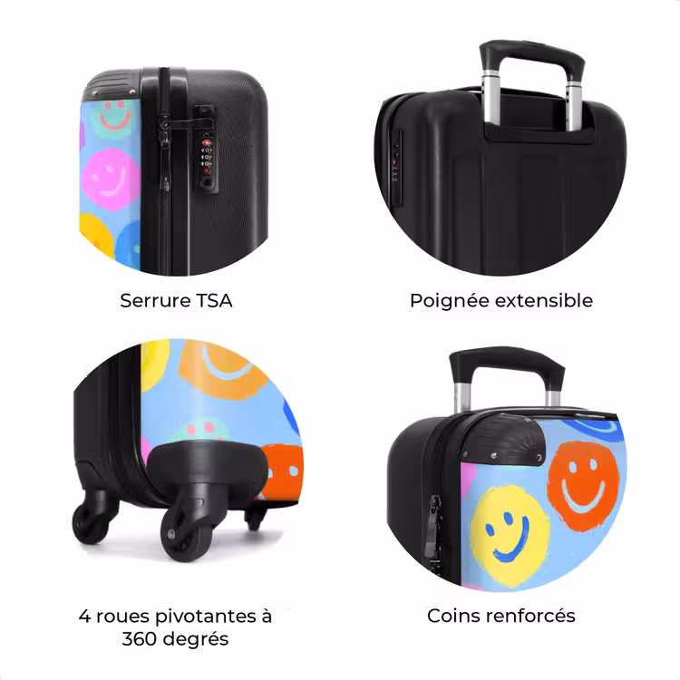 Valise - Smiley arc-en-ciel sur fond bleu — 8