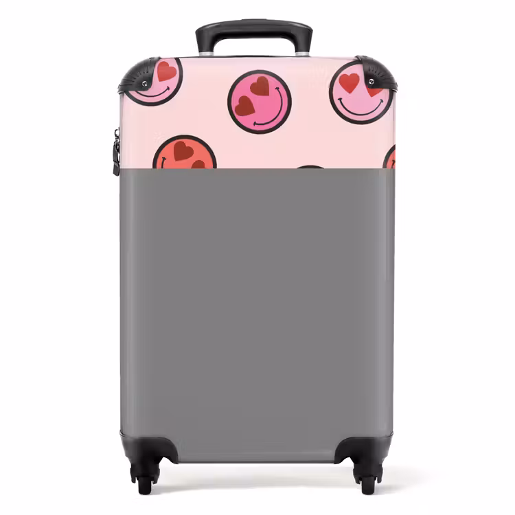 Valise - Smiley rose sur fond rose — 1
