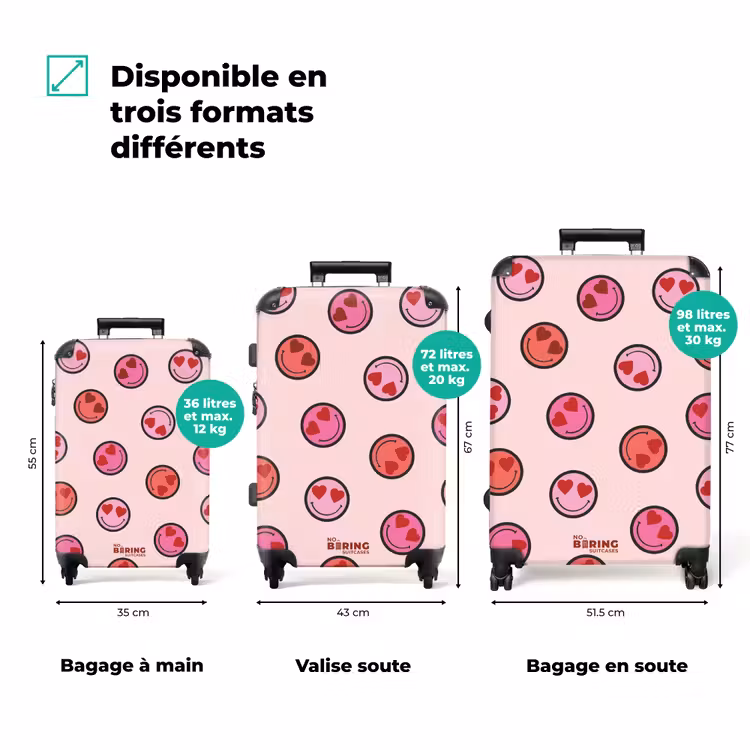 Valise - Smiley rose sur fond rose — 3