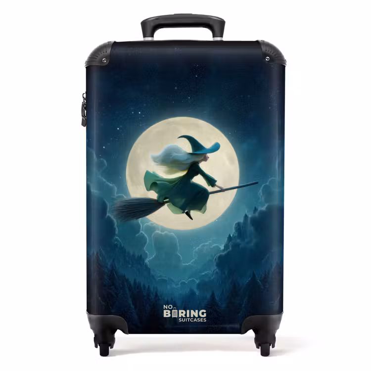 Valise - Sorcière âgée sur un balai sous la lune — 1
