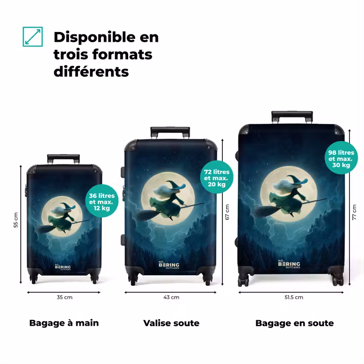 Valise - Sorcière âgée sur un balai sous la lune — 3