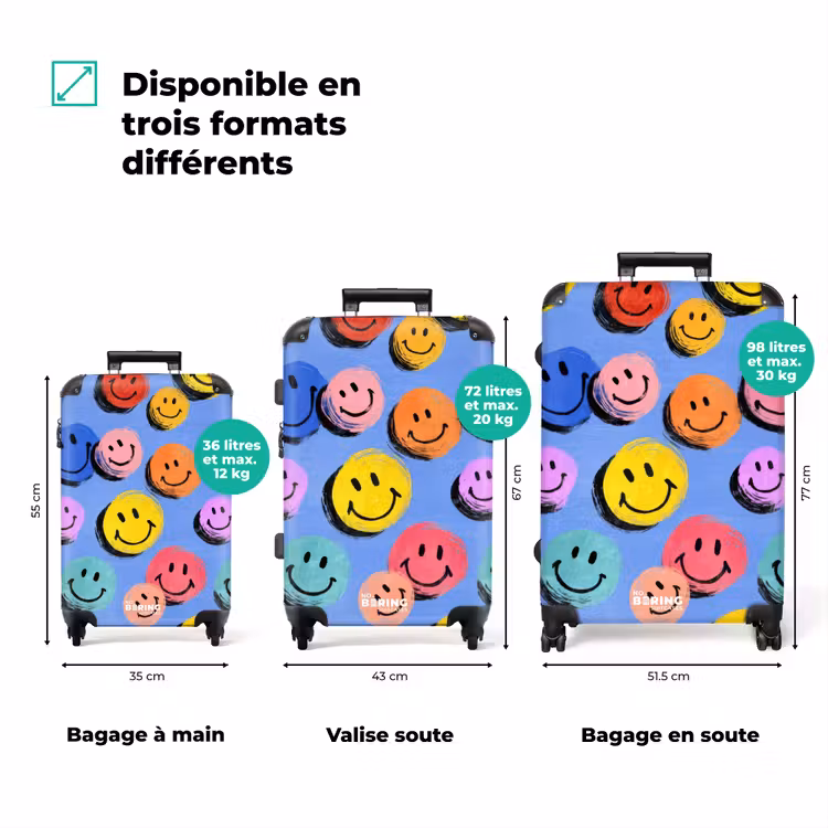 Valise - Visages souriants colorés sur fond bleu — 3