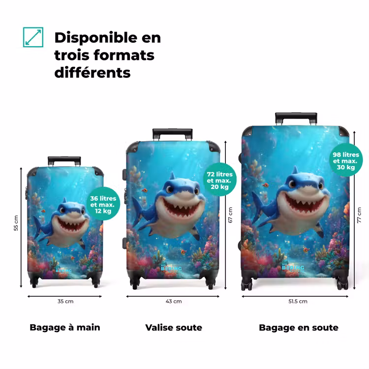 Valise - Requin heureux dans un récif corallien coloré — 3