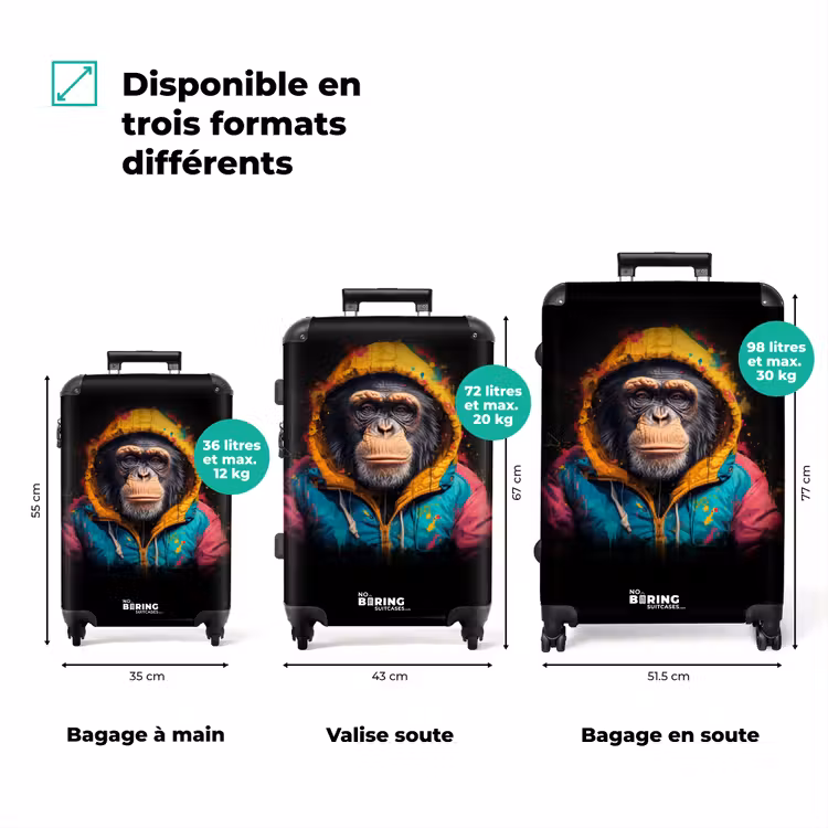 Valise - Singe avec gilet coloré — 3
