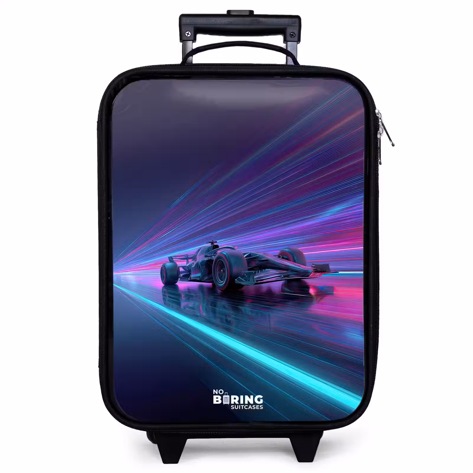 Valise enfant - Néon - Voiture de course - Bandes lumineuses - Violet — 1