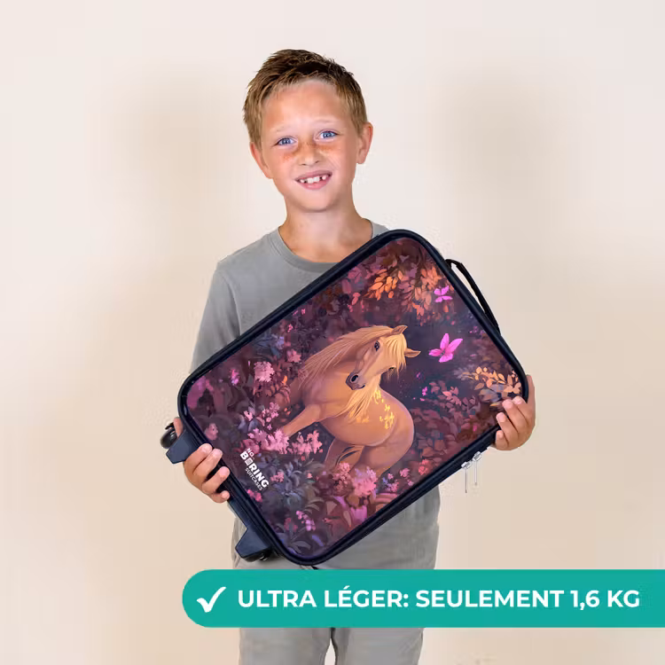 Valise enfant - Cheval - Fleurs - Violet - Papillon — 2