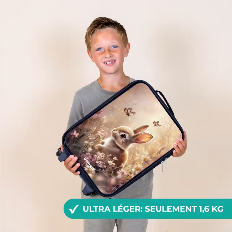 Valise enfant - Fleurs - Marron - Lapin - Papillon — 2