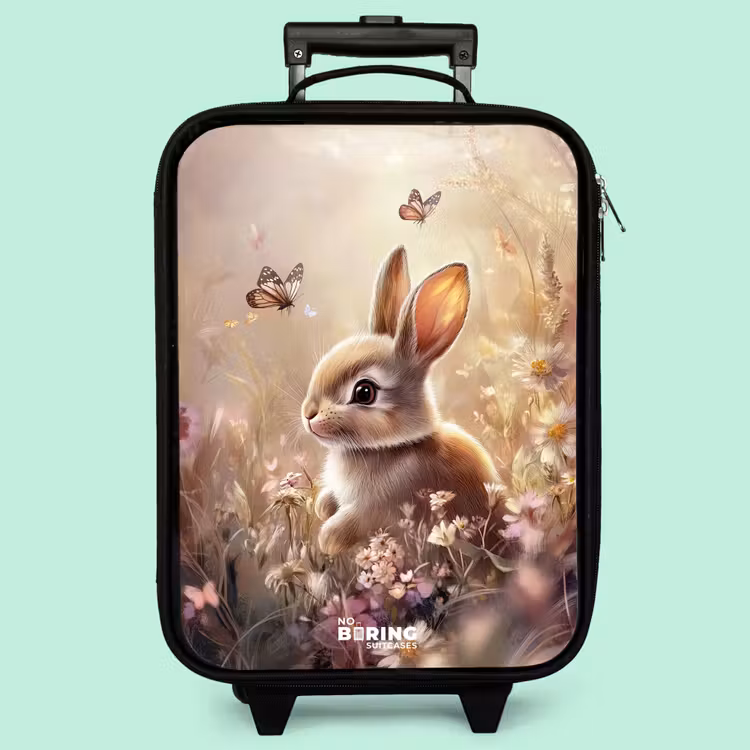 Valise enfant - Fleurs - Marron - Lapin - Papillon — 3