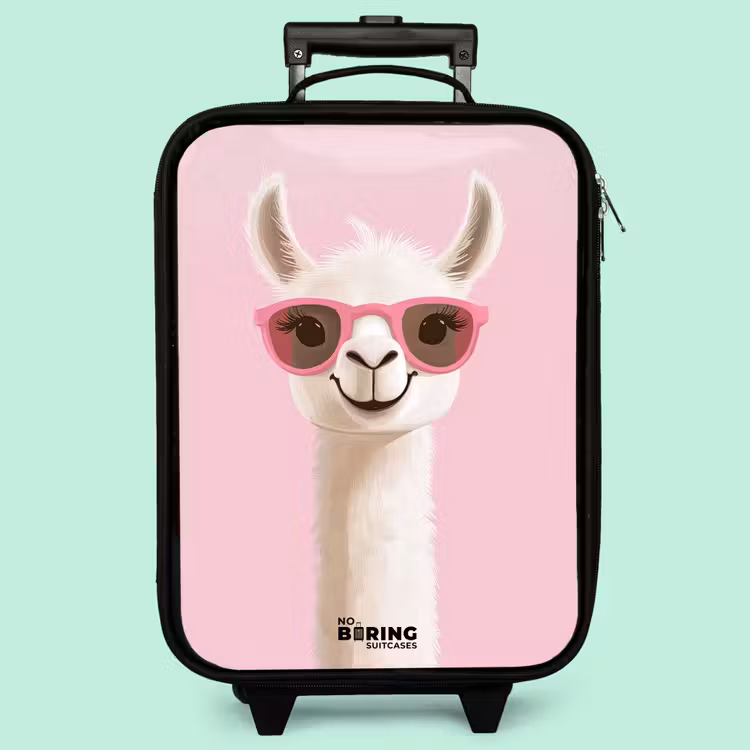Valise enfant - Llama - Blanc - Lunettes de soleil - Cils — 3