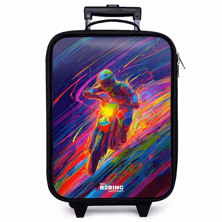 Valise enfant - Vélo de cross - Couleurs néon - Lignes - Casque — 1