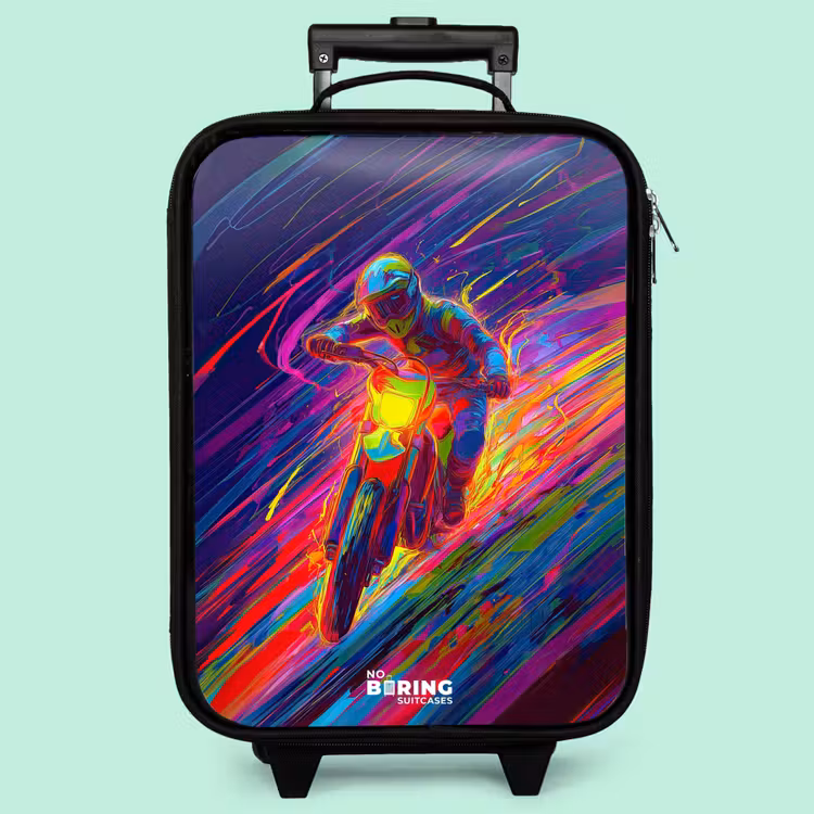 Valise enfant - Vélo de cross - Couleurs néon - Lignes - Casque — 3