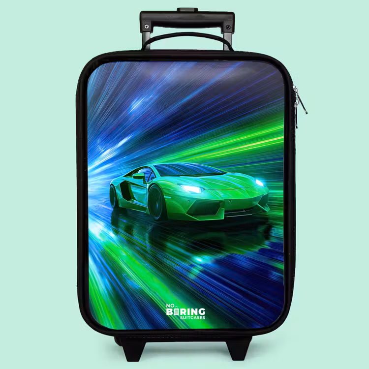 Valise enfant - Voiture de course - Vert vif - Faisceaux lumineux - Vitesse — 3