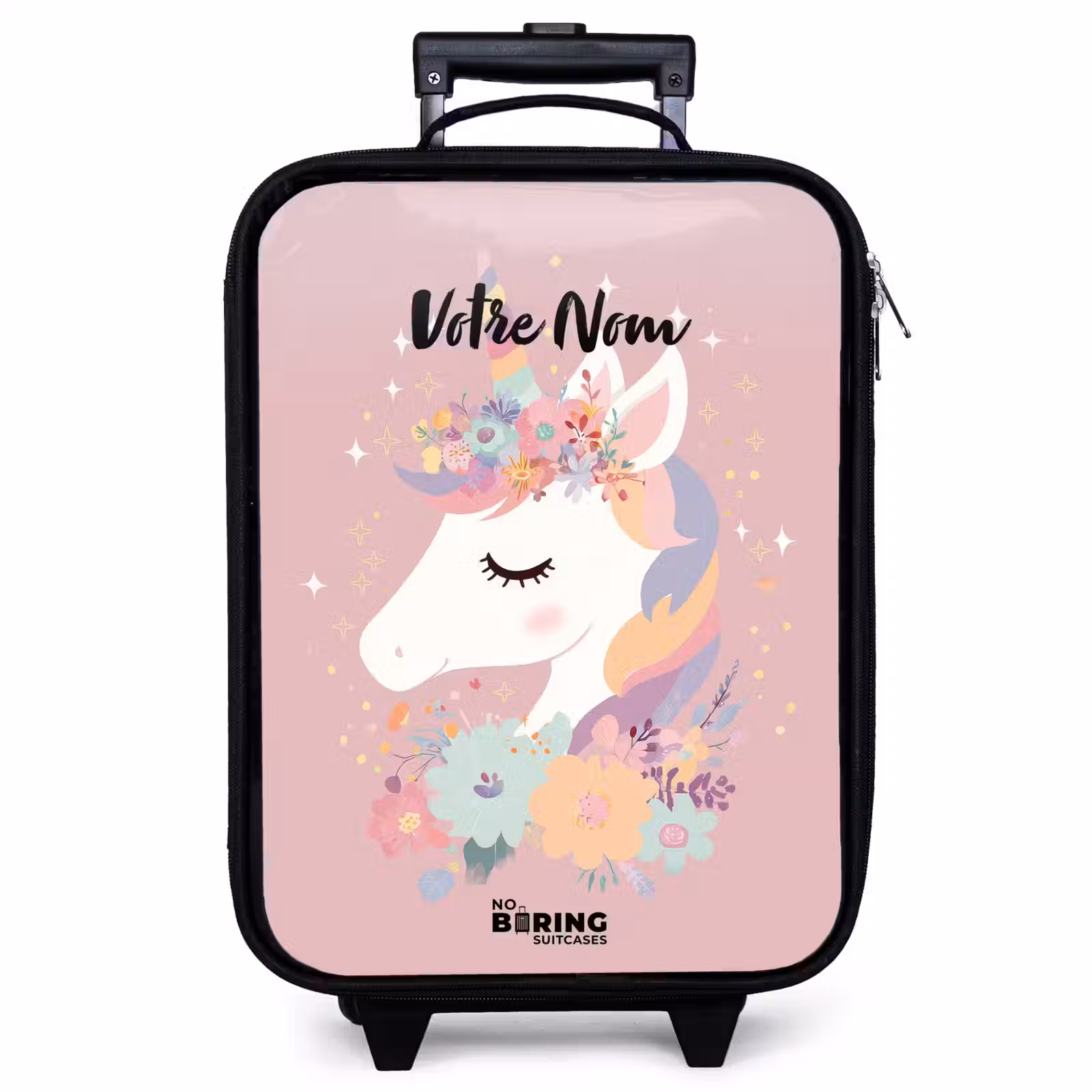 Valise enfant - Licorne - Rose - Fleurs — 1