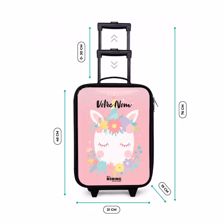 Valise enfant - Licorne - Fleurs - Rose — 7