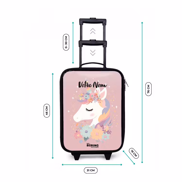 Valise enfant - Licorne - Rose - Fleurs — 7