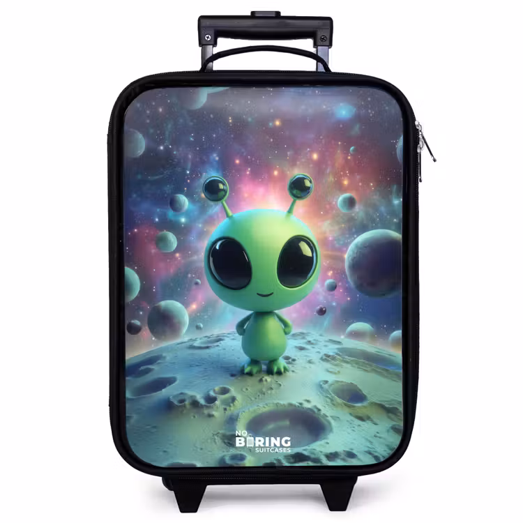Valise enfant - Créature extraterrestre verte sur un paysage lunaire — 1