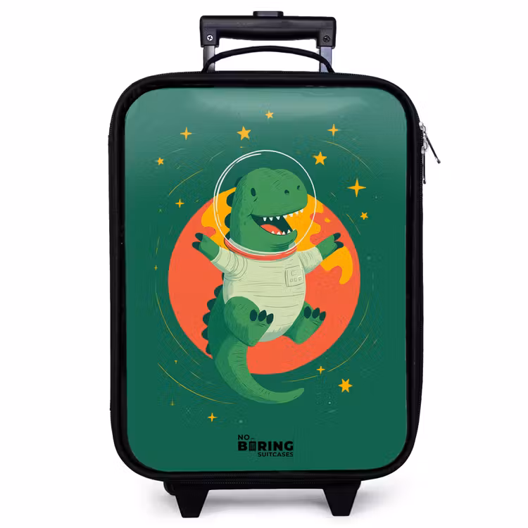 Valise enfant - Dino - Planète - Étoiles - Vert — 1