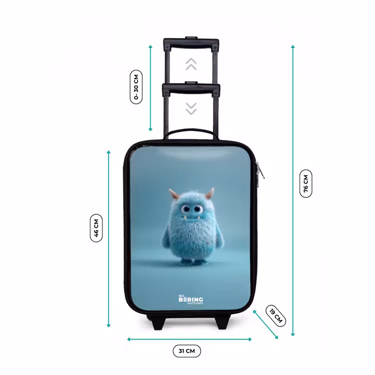 Valise enfant - Monstre bleu en peluche avec des cornes — 7