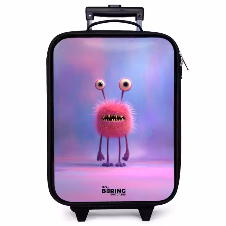 Valise enfant - Monstre rose à fourrure avec de grands yeux — 1