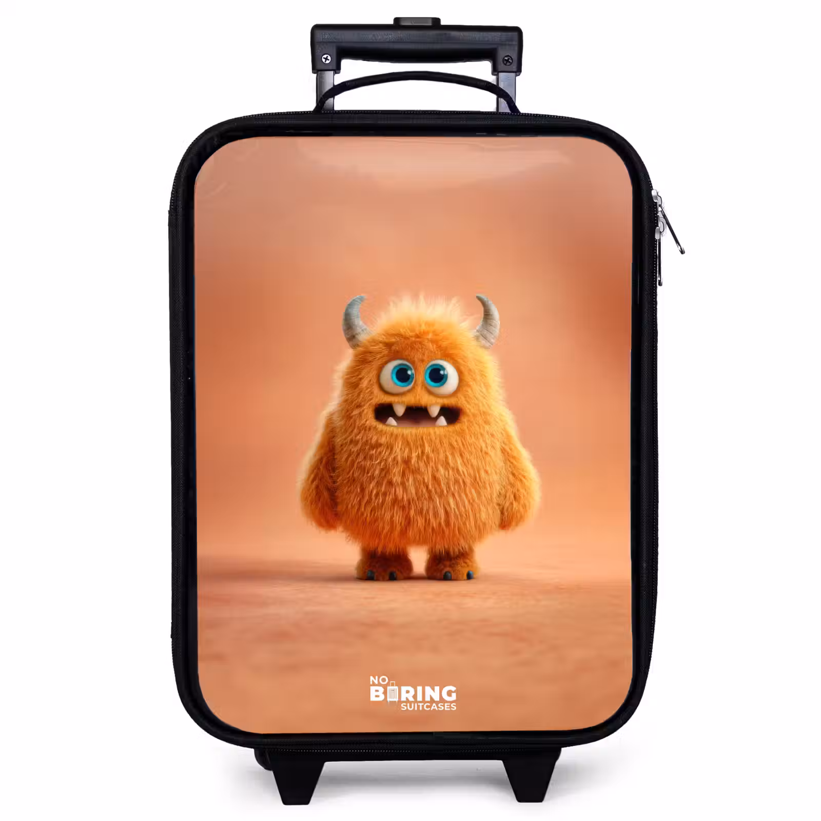 Valise enfant - Monstre pelucheux orange avec cornes — 1