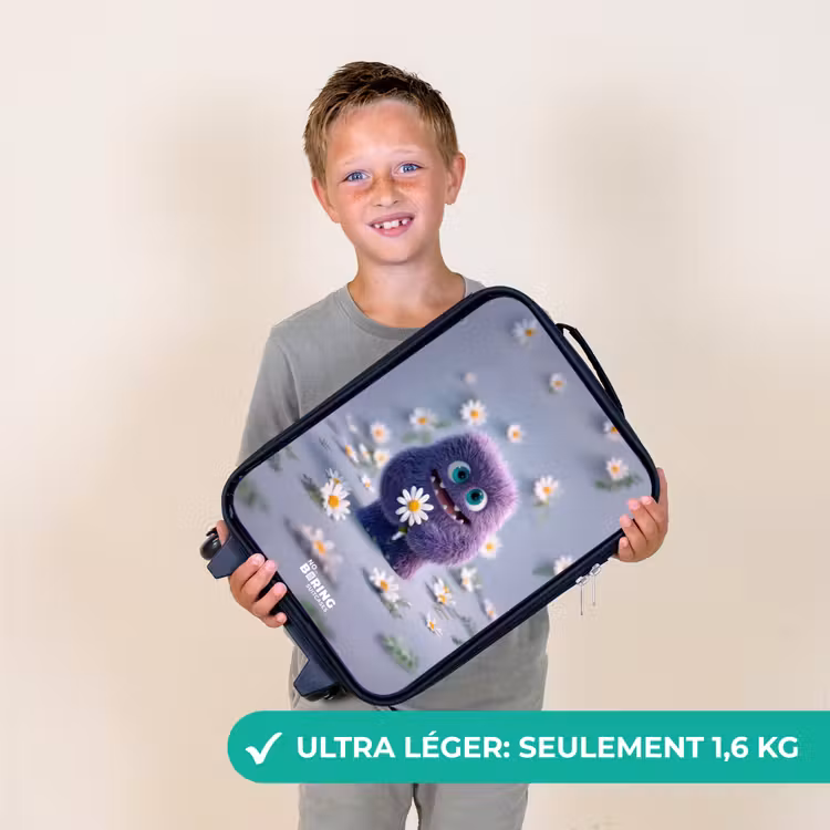 Valise enfant - Ami pelucheux violet avec marguerite — 2
