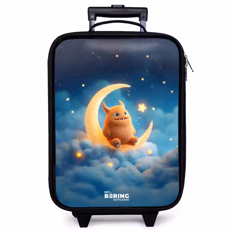 Valise enfant - Monstre orange sur croissant de lune — 1