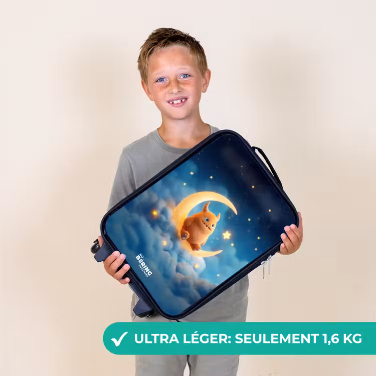 Valise enfant - Monstre orange sur croissant de lune — 2