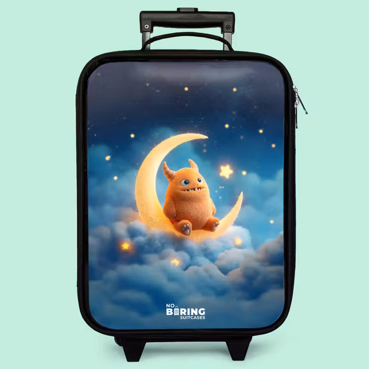 Valise enfant - Monstre orange sur croissant de lune — 3