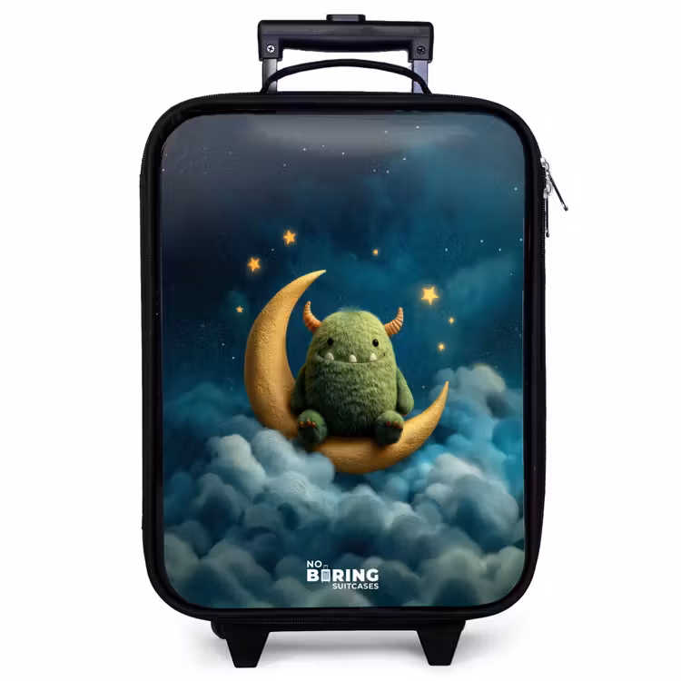 Valise enfant - Monstre vert sur croissant de lune — 1