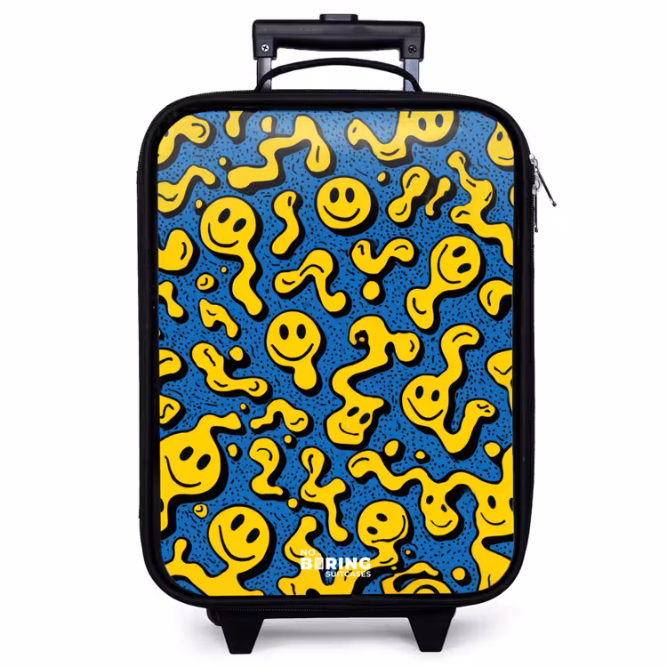Valise enfant - Smiley - Bleu - Jaune — 1