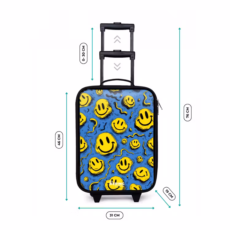 Valise enfant - Smiley - Jaune - Bleu — 7