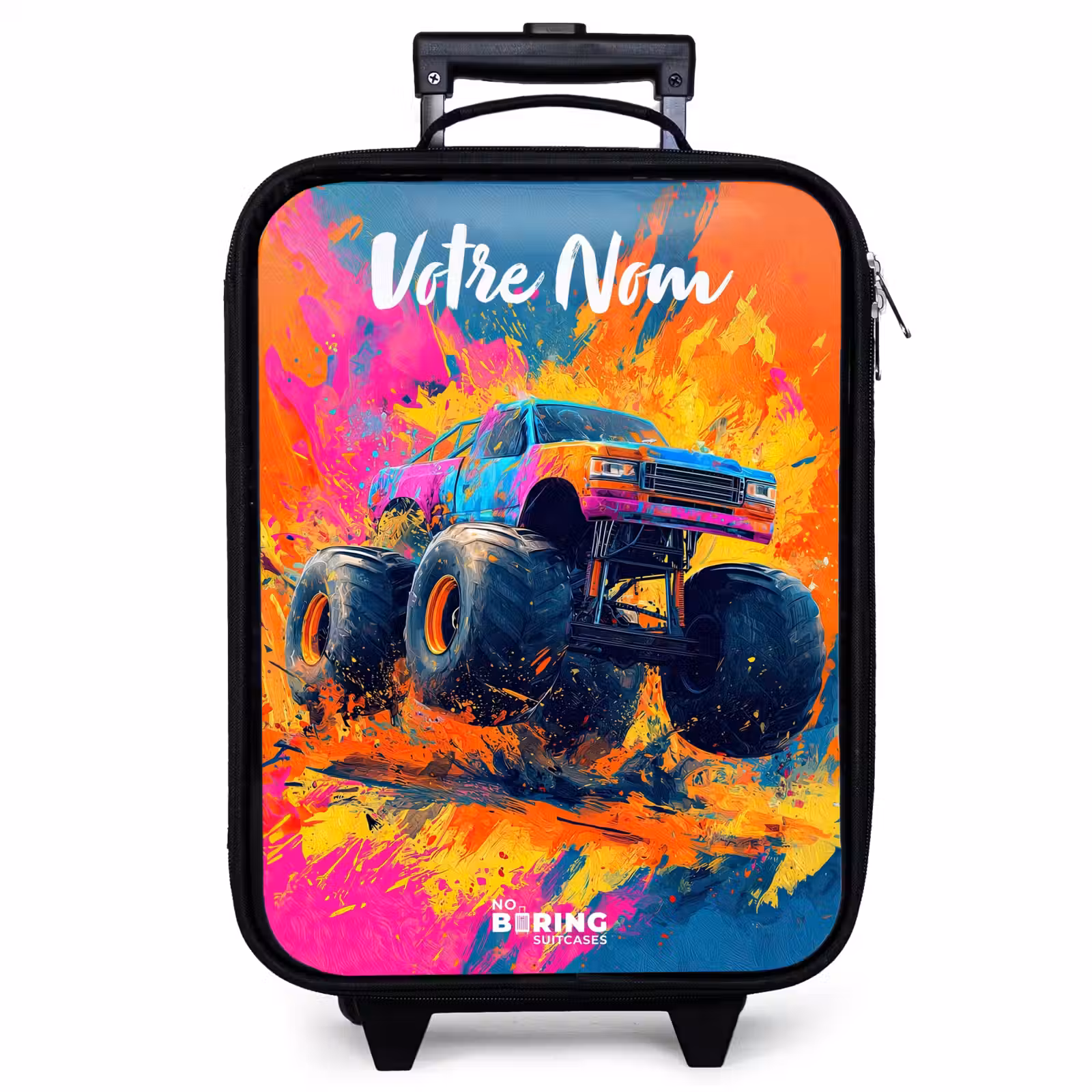 Valise enfant avec nom - Camion monstre - Abstrait - Éclaboussures de peinture - Coloré — 1