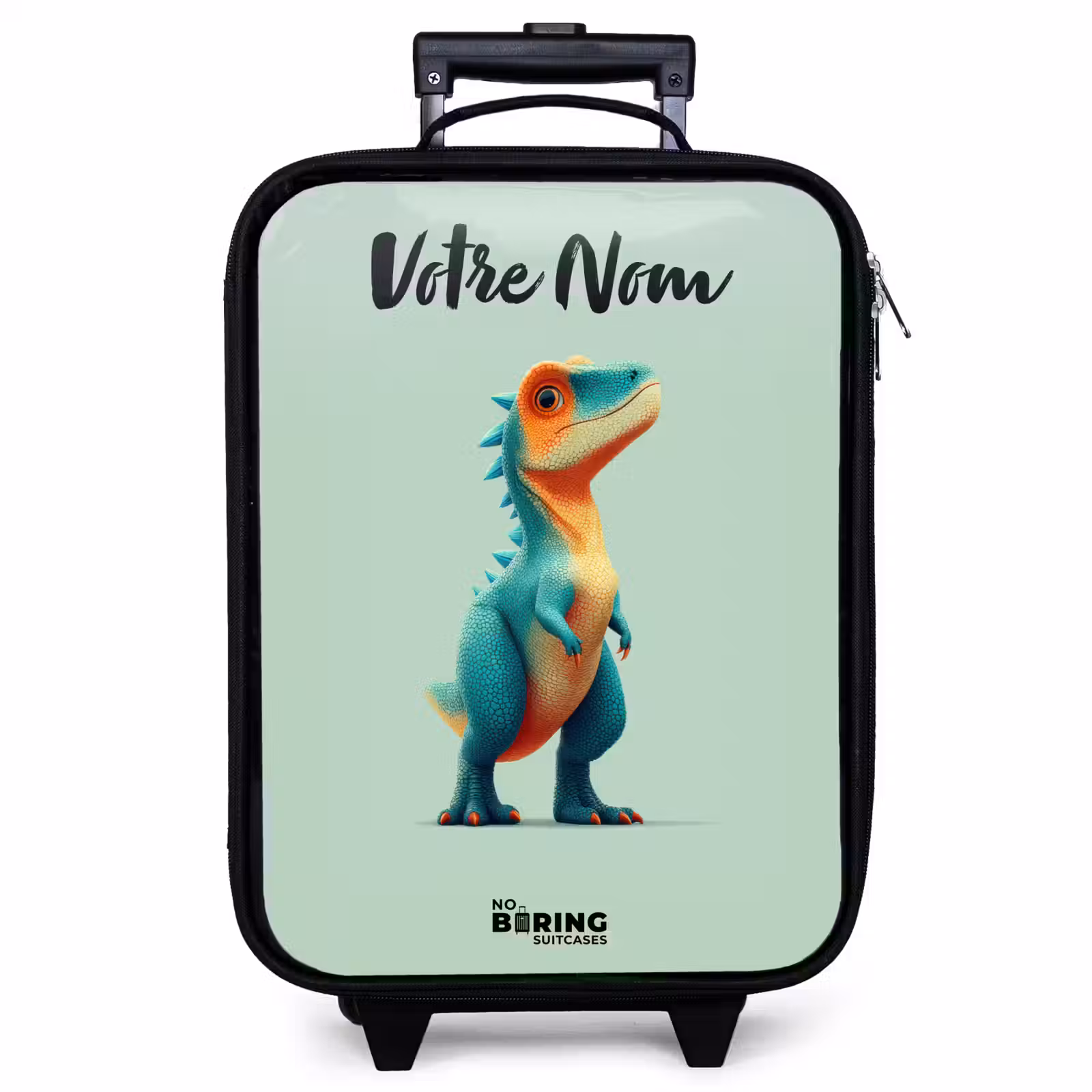 Valise enfant avec nom - Dino - Animal - Vert - Orange — 1