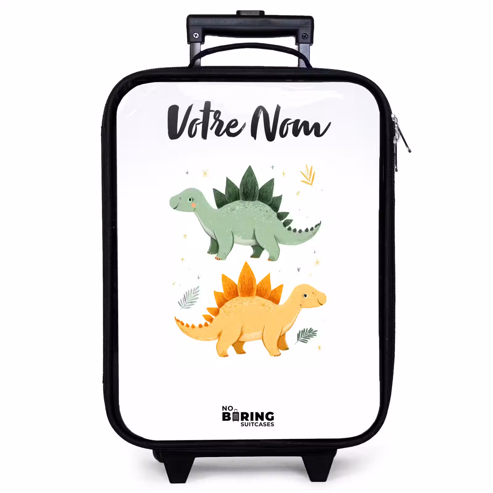 Valise enfant avec nom - Dinosaures - Animaux - Vert - Orange — 1