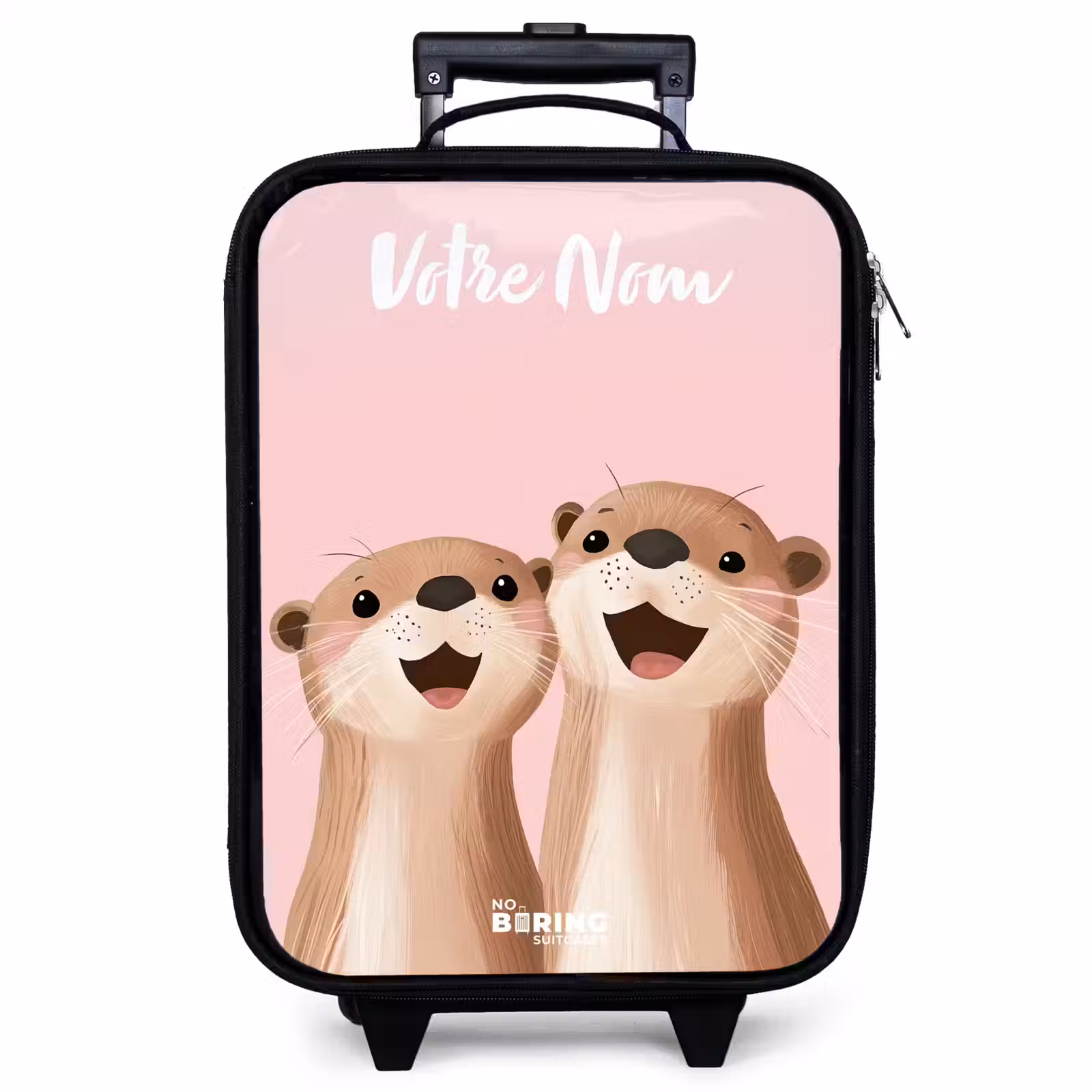 Valise enfant avec nom - Sourire - Loutre - Rose - Illustration — 1