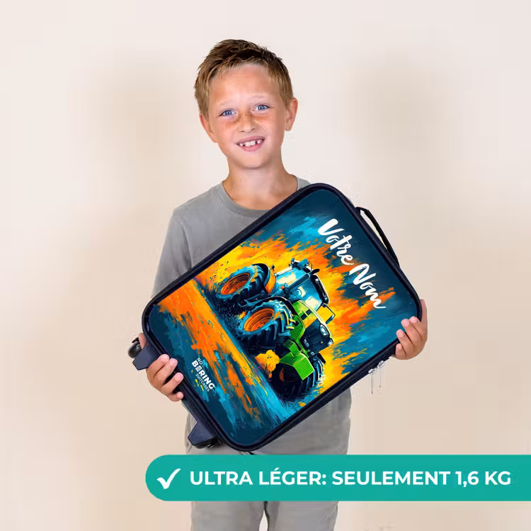Valise enfant avec nom - Abstrait - Tracteur - Vert — 2