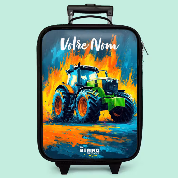 Valise enfant avec nom - Abstrait - Tracteur - Vert — 3