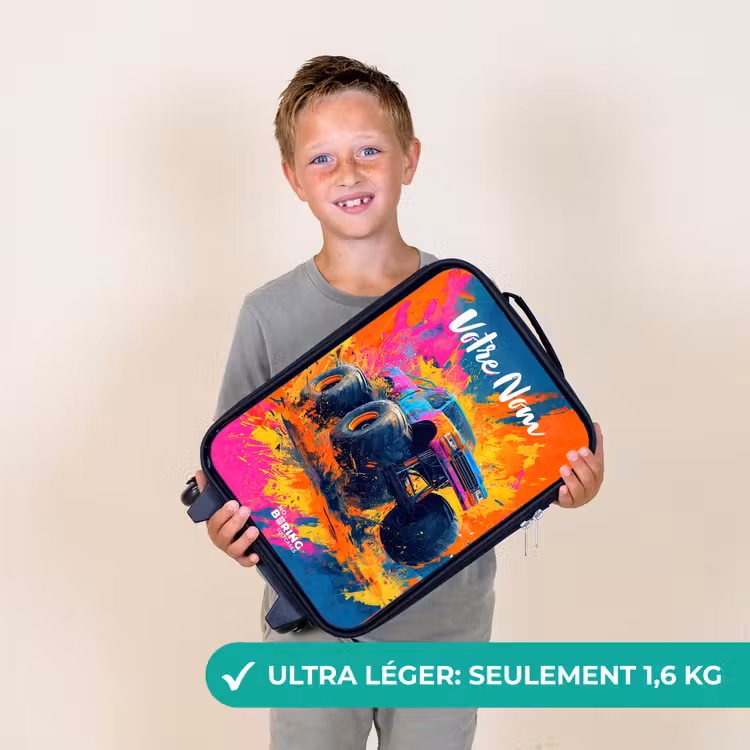 Valise enfant avec nom - Camion monstre - Abstrait - Éclaboussures de peinture - Coloré — 2