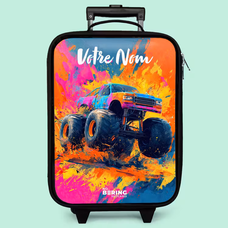 Valise enfant avec nom - Camion monstre - Abstrait - Éclaboussures de peinture - Coloré — 3