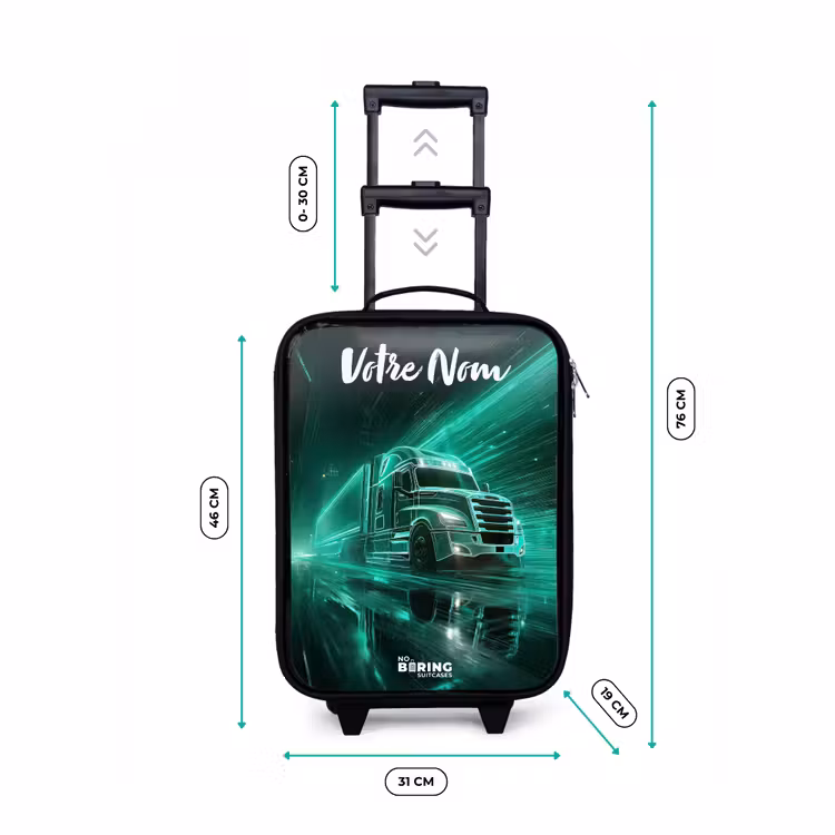 Valise enfant avec nom - Camion - Ville - Vert - Néon — 7
