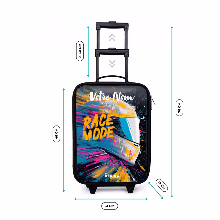 Valise enfant avec nom - Casque de course - Abstrait - Peinture - Coloré — 7