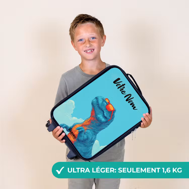 Valise enfant avec nom - Dino - Lunettes de soleil - Bleu — 2