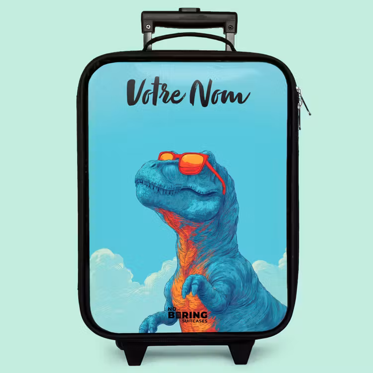 Valise enfant avec nom - Dino - Lunettes de soleil - Bleu — 3